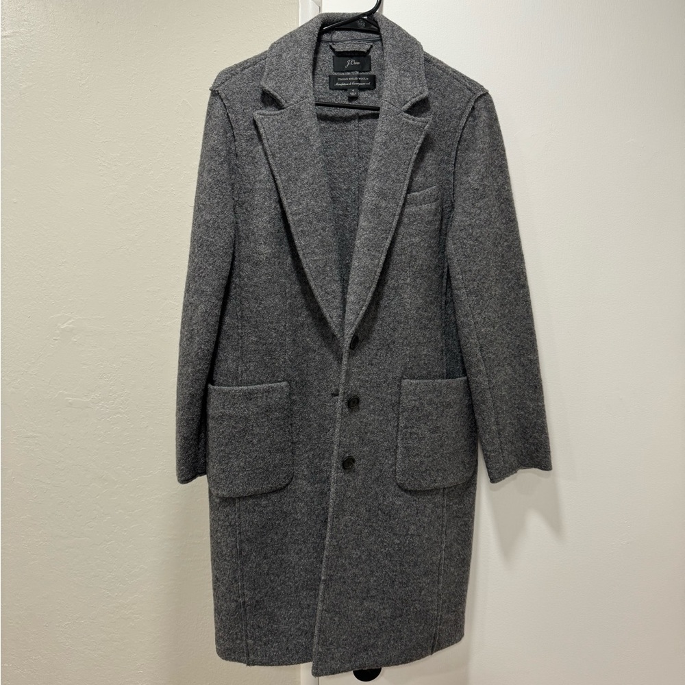 J Crew Boiled Italian Wool Coat Grey